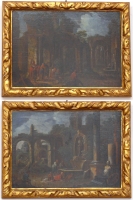 Coppia di dipinti "Rovine"